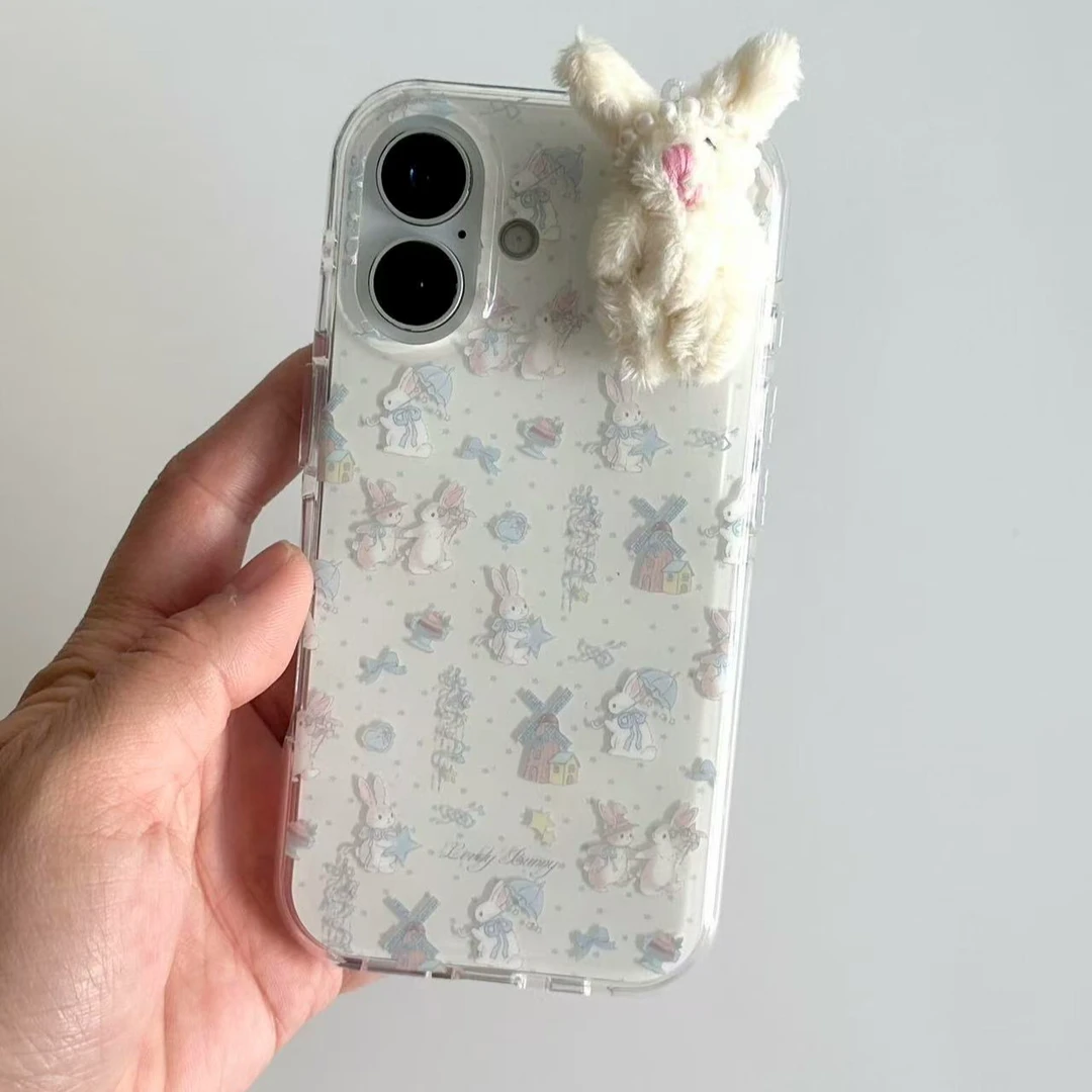 诚星泽蝴蝶结小兔子适用苹果17PROMAX手机壳华为oppo小米vivo防摔