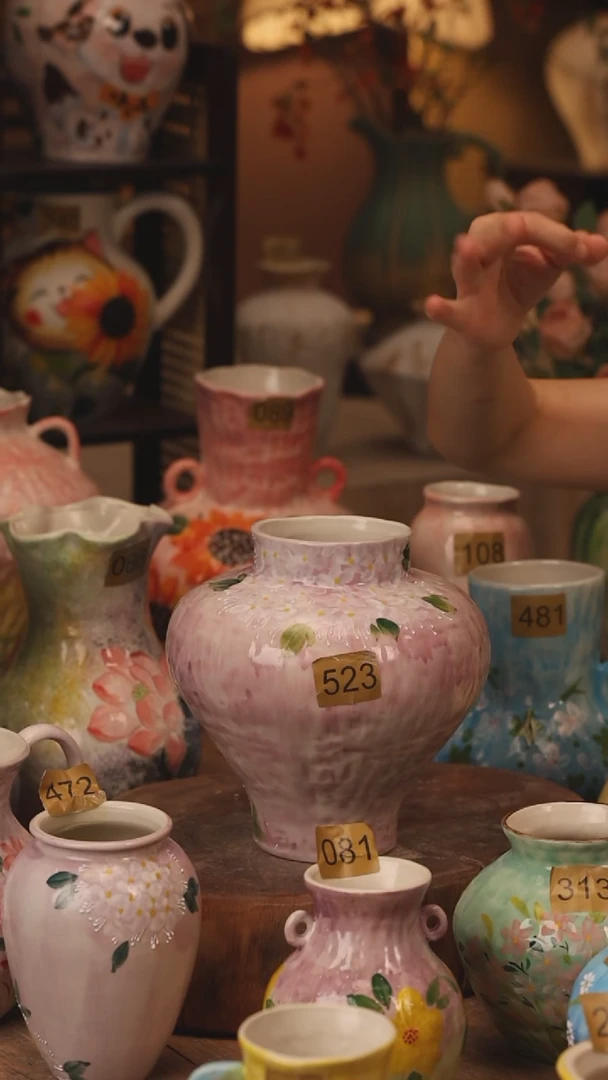 陶瓷523景德镇设计师手作花器摆件侘寂风