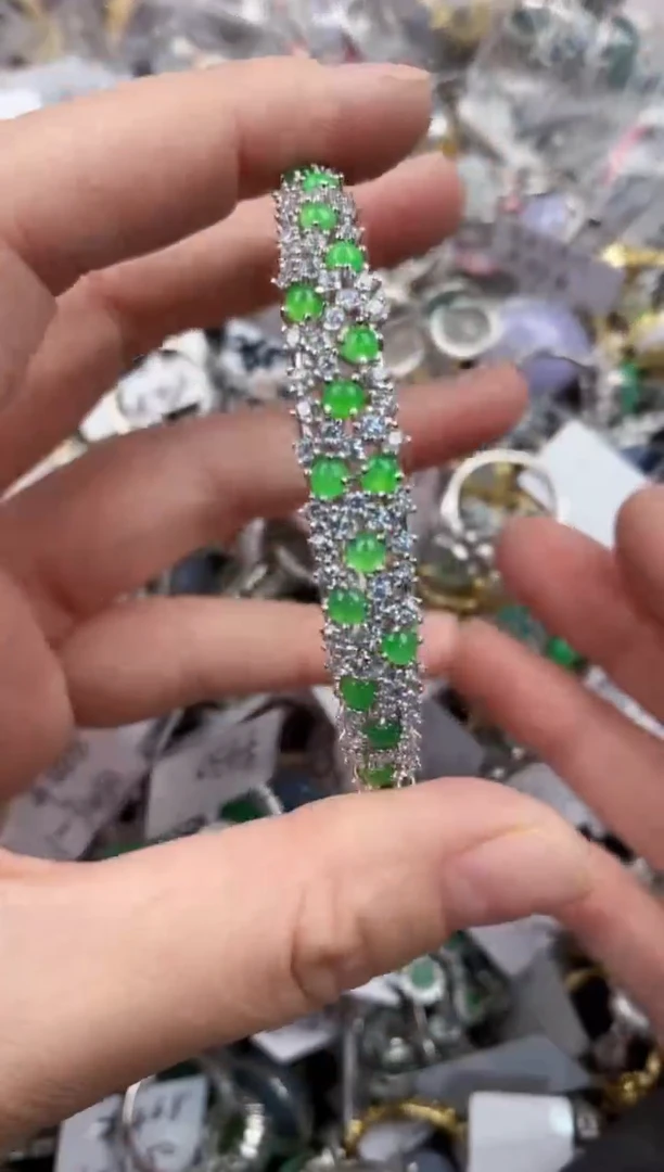 银S925镶嵌戒指翡翠444               3