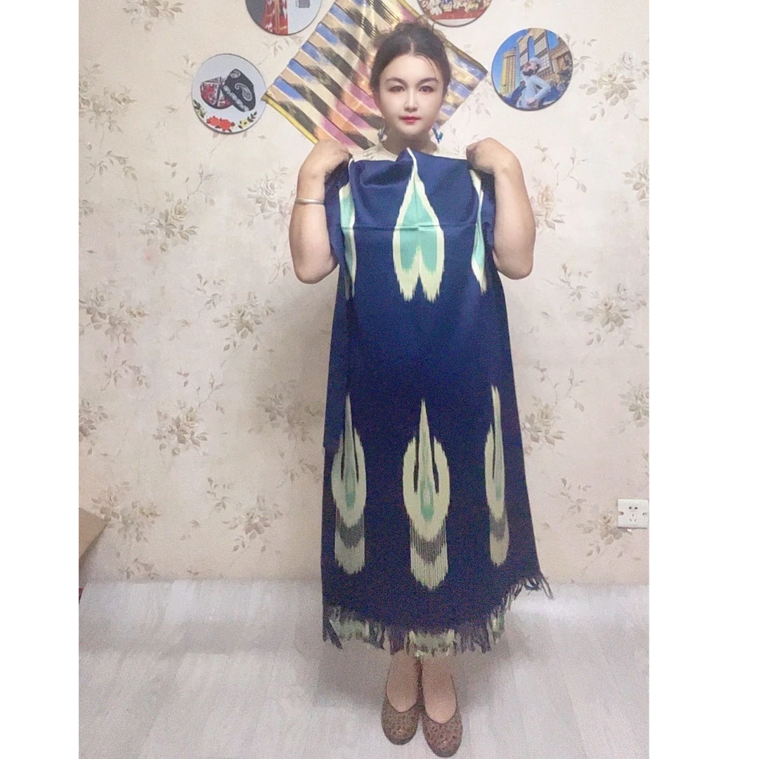 2025最新款新疆和田手工染艾德莱斯围巾60*180cm纯棉