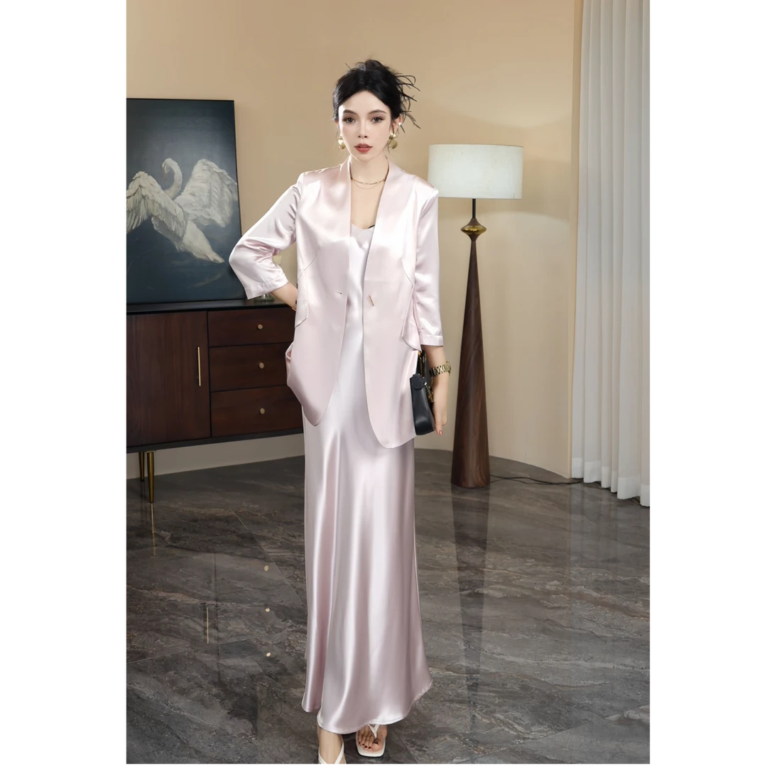 夏季职业装2025御姐气质醋酸外套吊带裙时尚通勤气质两件套