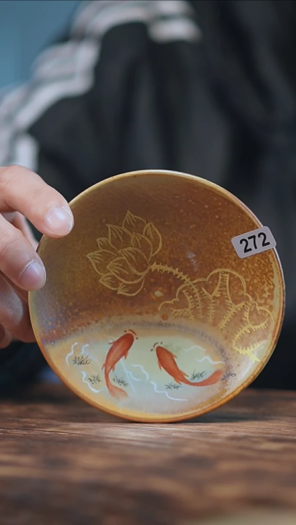 【闪购商品】272景德镇手绘小鱼金莲杯垫
