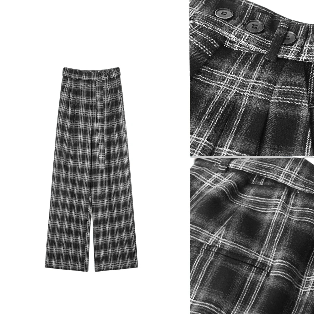 新款时尚百搭格子休闲裤80E269