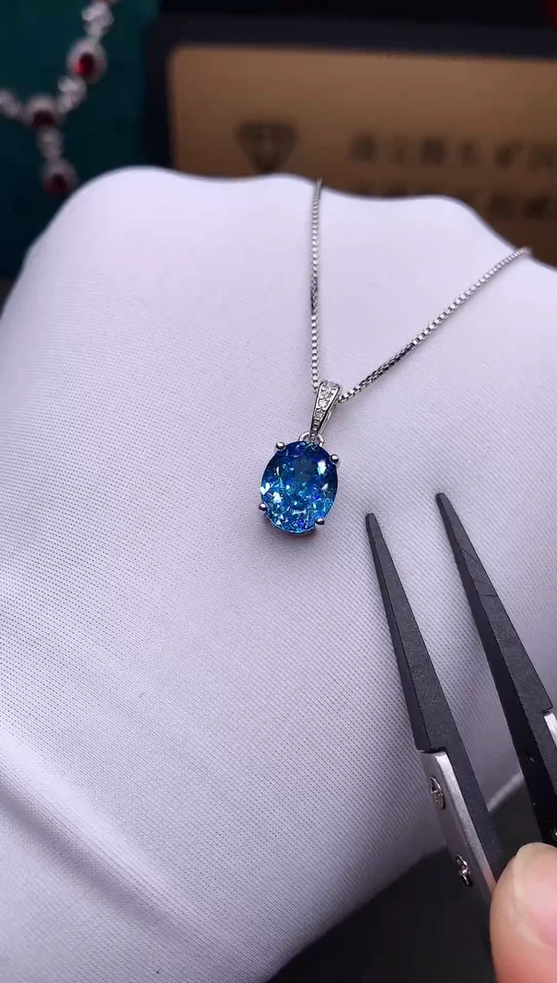 银S925镶嵌颈饰海蓝宝石.....