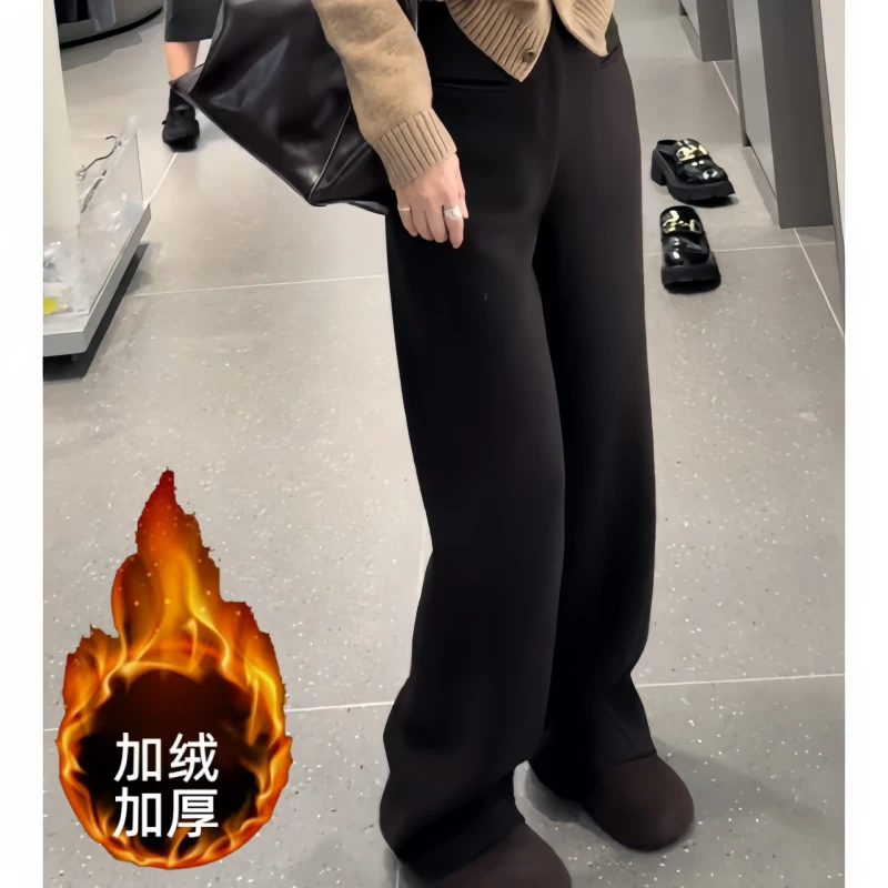秋冬款高腰显瘦直筒裤设计感新款复古阔腿裤时尚风百搭洋气休闲裤