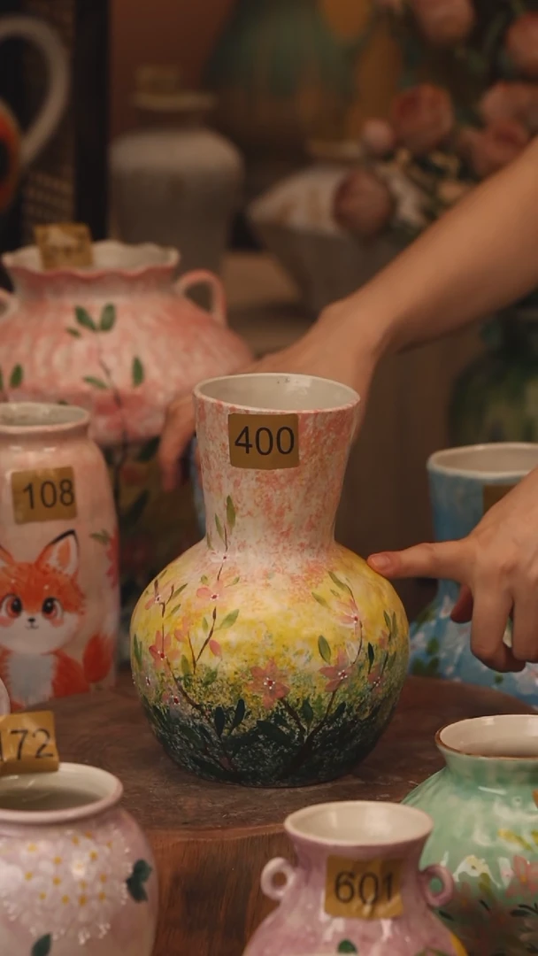 陶瓷400景德镇设计师手作花器摆件侘寂风