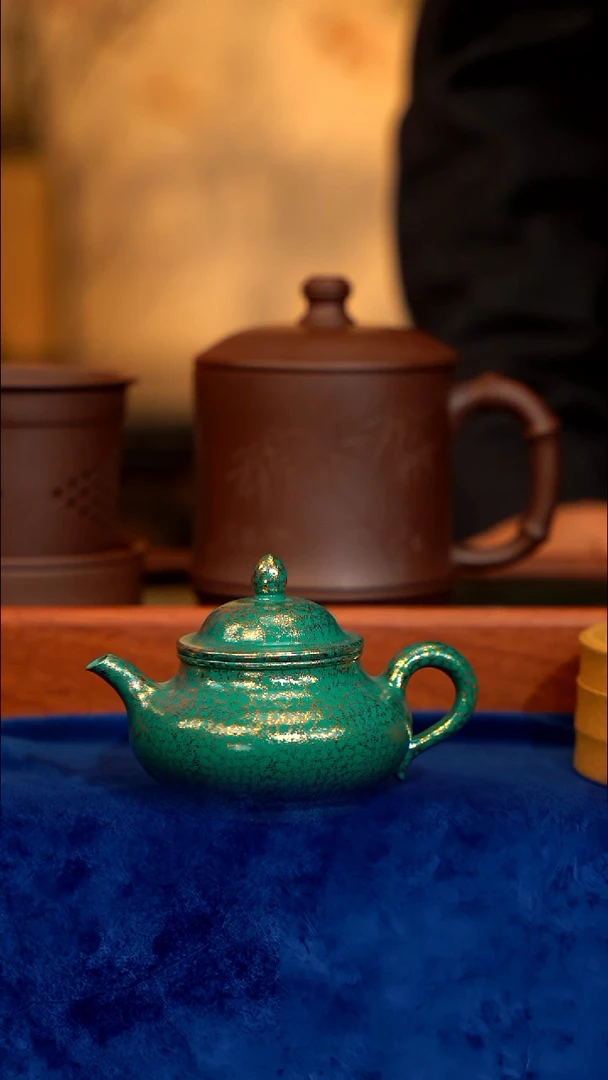 宜兴紫砂 紫砂茶壶 FY 绿松石 古秋水