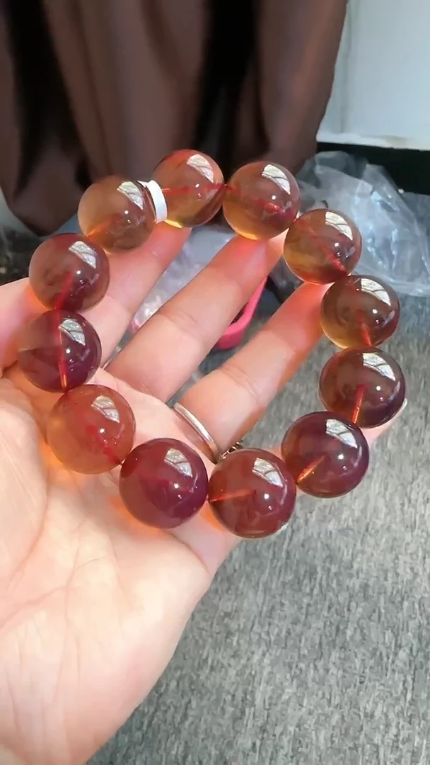 【闪购商品】琥珀手链未镶嵌规格21血紫红蜜手串#18