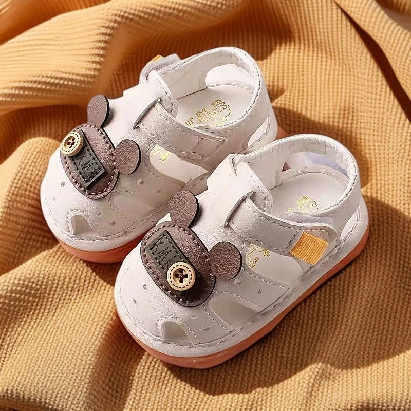 叫叫鞋2025新品宝宝凉鞋PU皮面婴儿鞋防滑软底一岁宝宝鞋男女童鞋