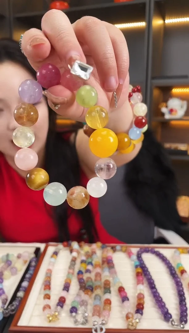 未镶嵌手串水晶黄拉丝萤石多宝手串