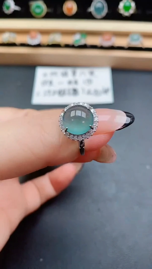 银S925镶嵌戒指翡翠609