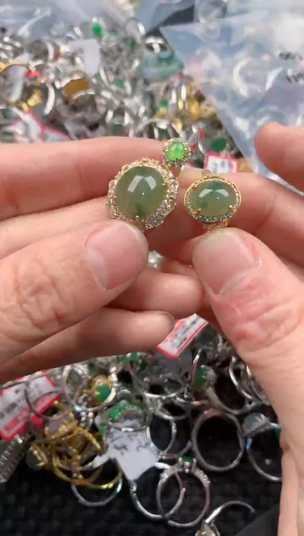 银S925镶嵌戒指翡翠333   2