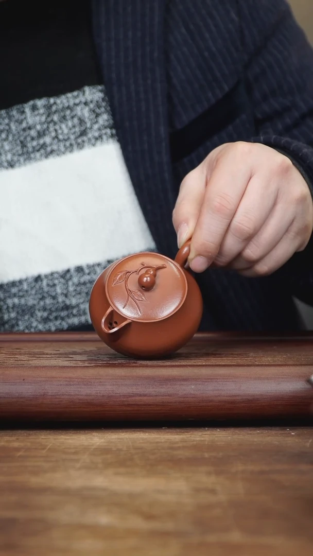 【闪购商品】紫砂茶壶130ml 福禄 朱泥