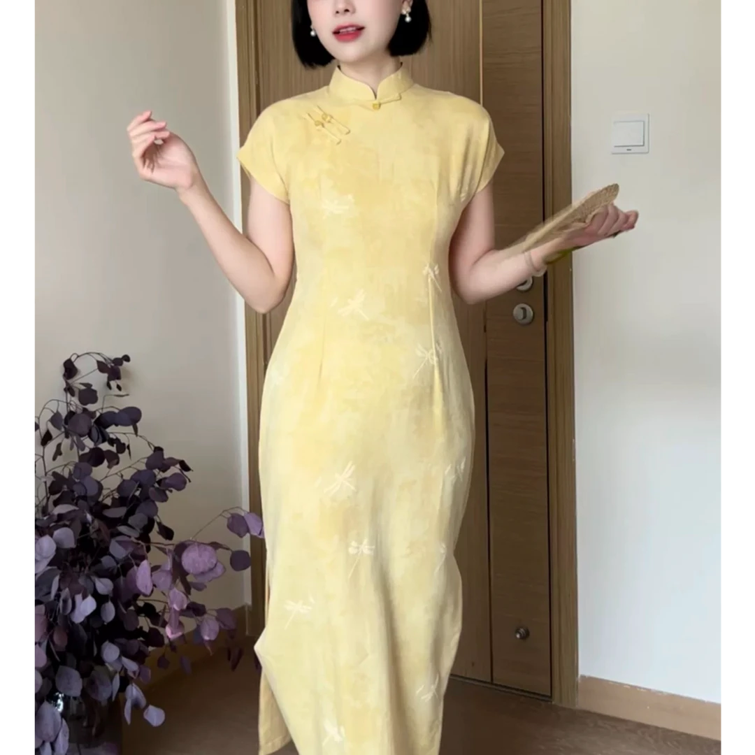 【花枝春满】中国风显白气质传统款小个子日常提花旗袍单层衣长115