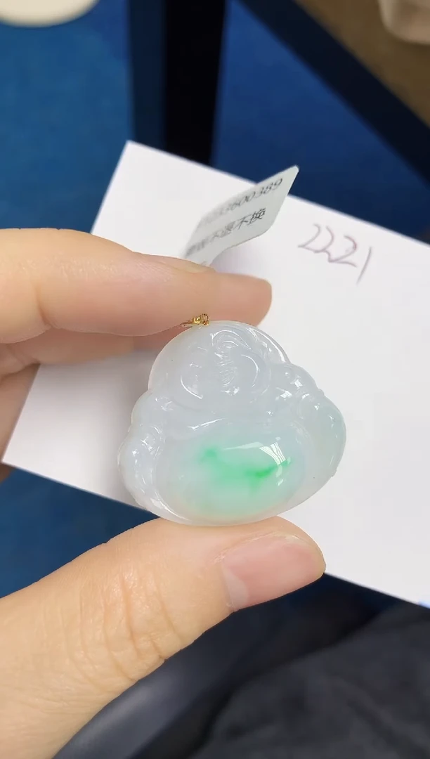 翡翠18K金镶嵌颈饰天然缅甸翡翠A货