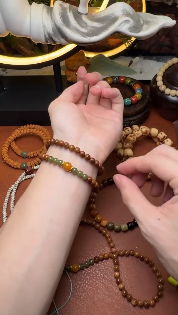 未镶嵌库克手串库克蜜蜡和田圆珠双圈