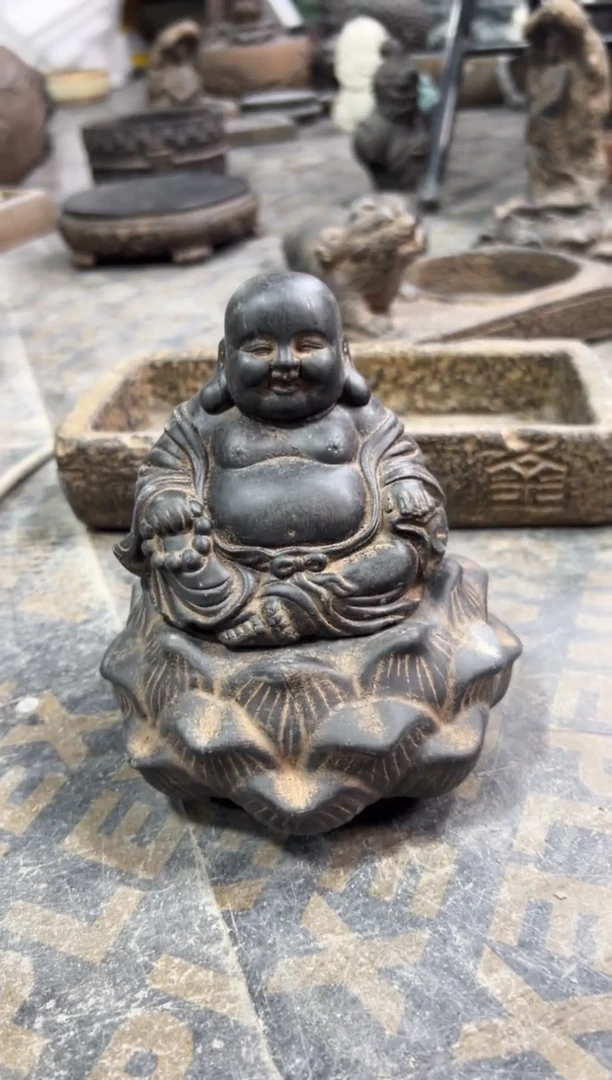 陶土【火山泥】未来佛+莲蓬实心底座