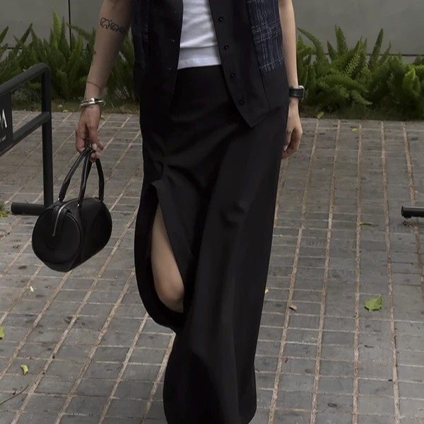 【DYMMXYMM】-辣妹儿.春夏极简风时尚前侧开叉半裙-5SSY6218