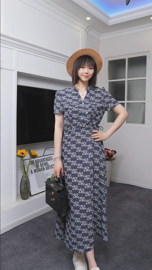 【希希专属】24478-LY春夏季2025年新款蓝色时尚显瘦气质女装连衣裙