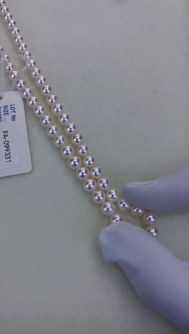 银S925镶嵌DA海水珍珠 GD038 6-6.5 akoya串链带FA大证