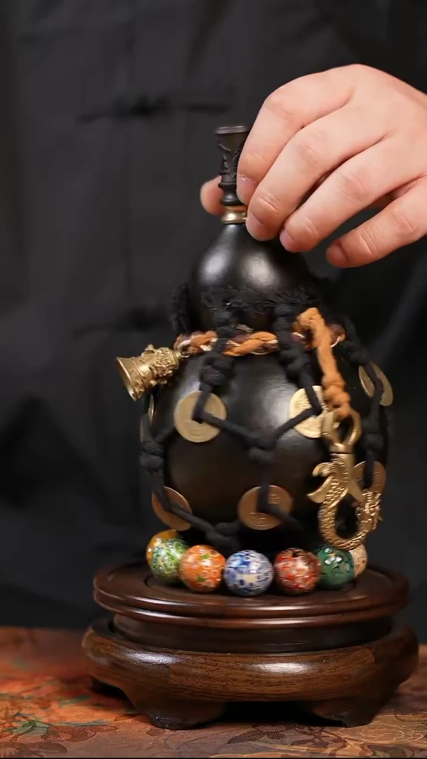 KH013大漆酒葫芦-不包手串及旋转底座