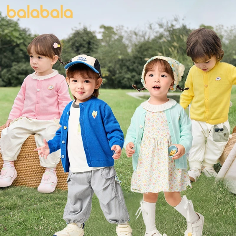 【纯棉开衫】巴拉巴拉儿童春秋装婴儿针织衫薄宝宝毛衣2025新欧若风