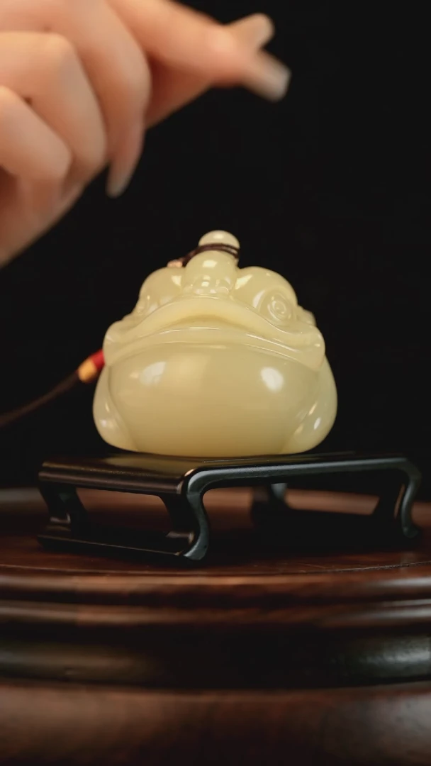 云南石竹叶青雕刻：招财貔貅