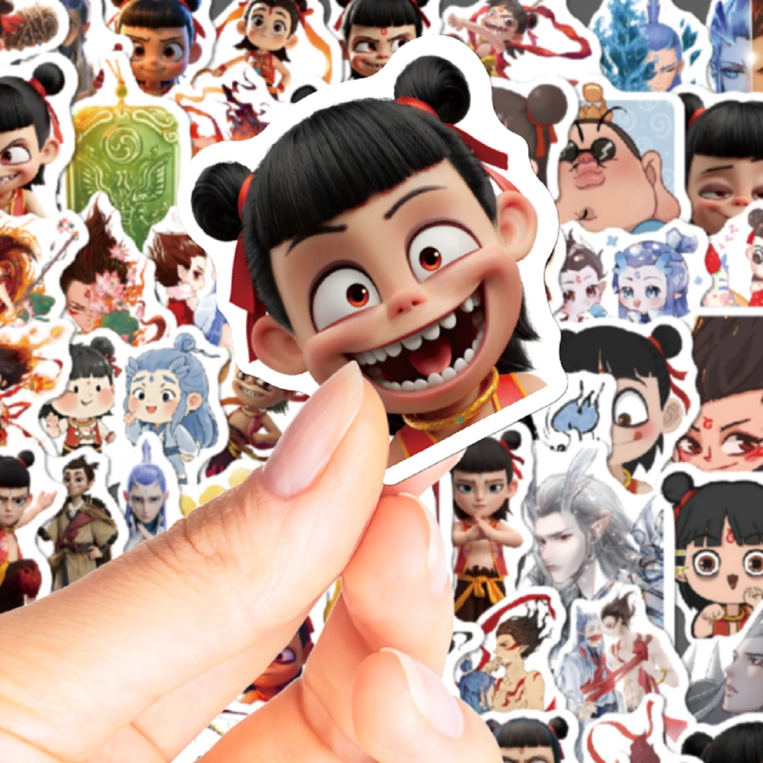 100张哪吒贴纸降世之魔童闹海表情包卡通可爱防水手机手账装饰贴