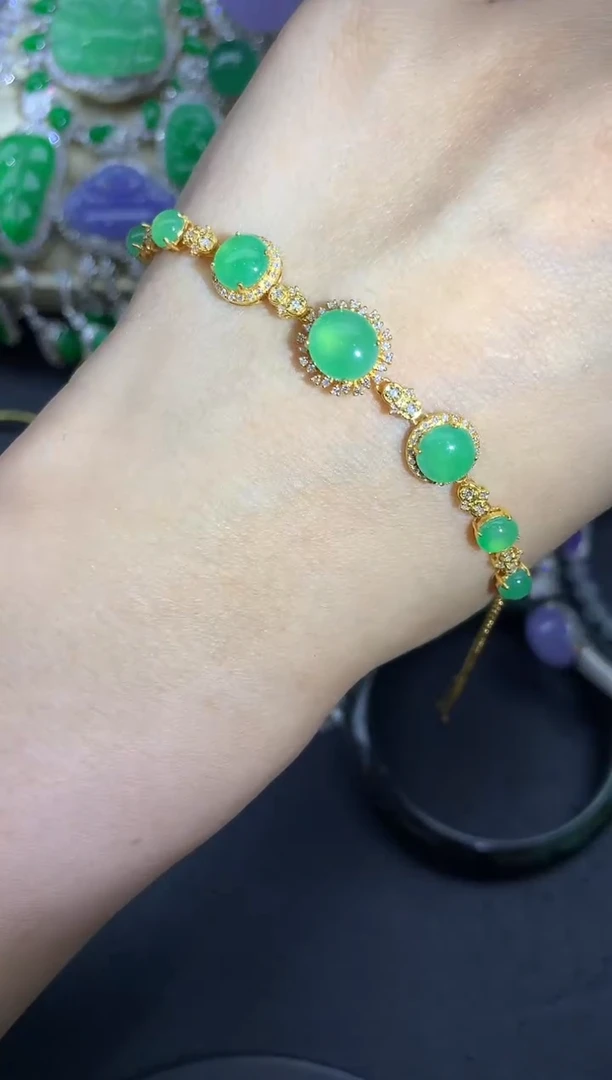 【闪购商品】翡翠手链18K金镶嵌494-中国好珍宝