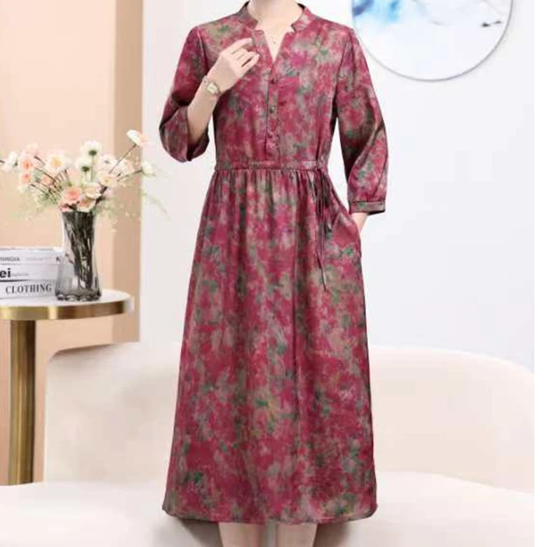 （锦绣之花）正品夏季时尚轻奢亲肤透气中长款连衣裙