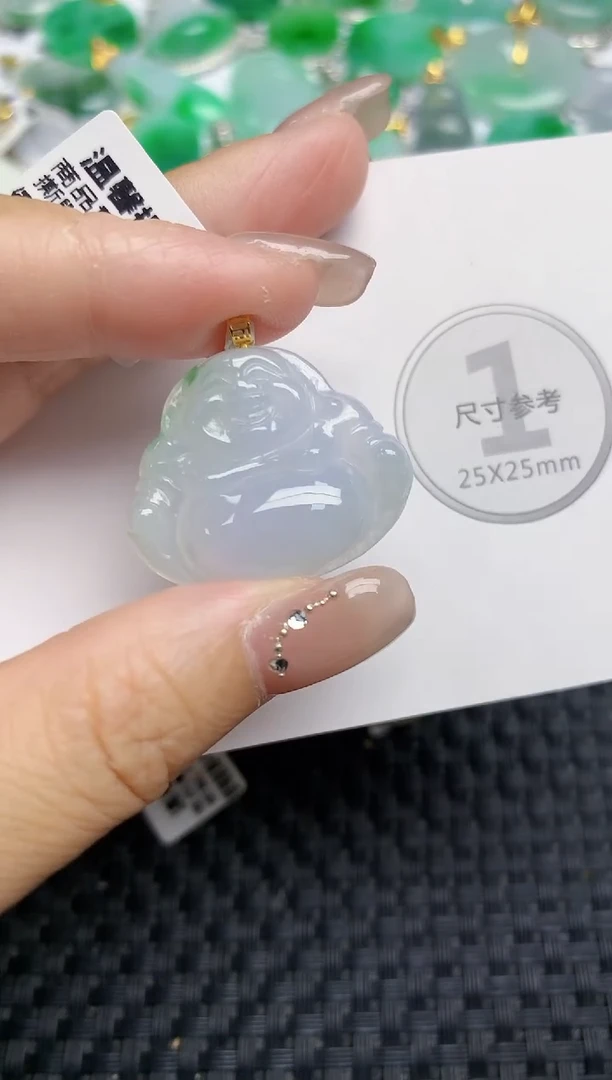 颈饰18K金镶嵌翡翠天然缅甸A货翡翠百元以上9元证书费自理