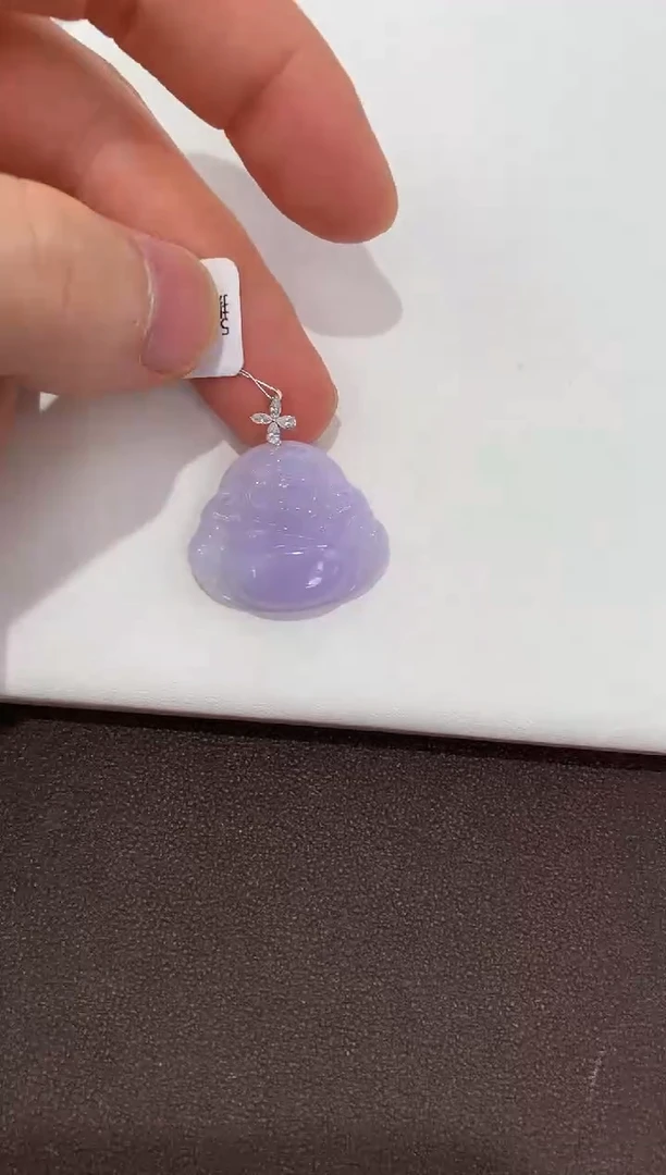 翡翠18K金镶嵌吊坠(赠链)天然缅甸A货翡翠