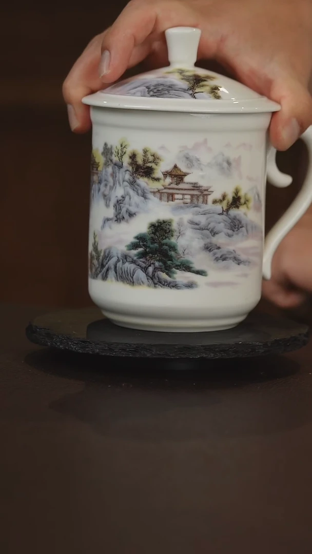景德镇山水陶瓷办公杯
