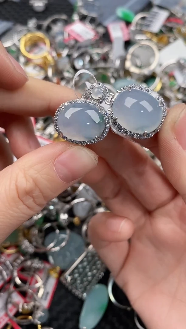 银S925镶嵌戒指翡翠10                  10