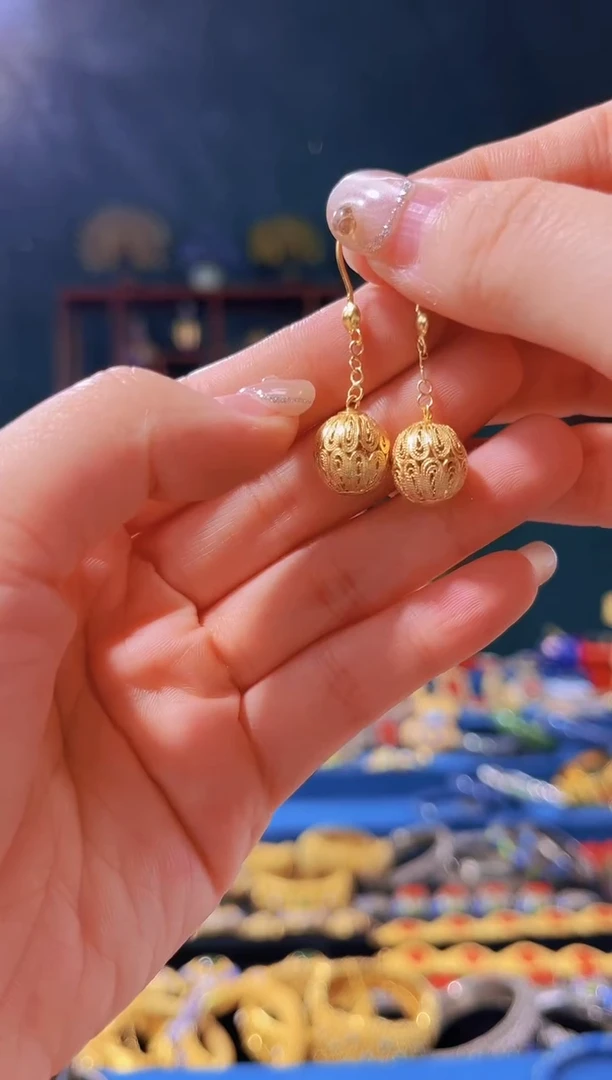 【闪购商品】花丝镶嵌耳环圆珠