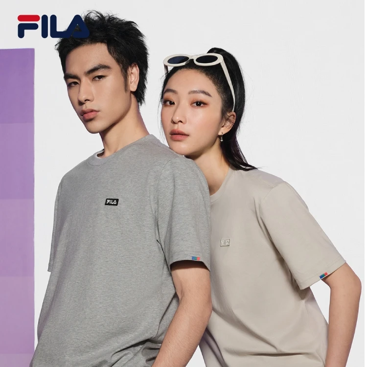 斐乐情侣款针织短袖衫2025春新款时尚休闲舒适纯棉T恤F51M519101F