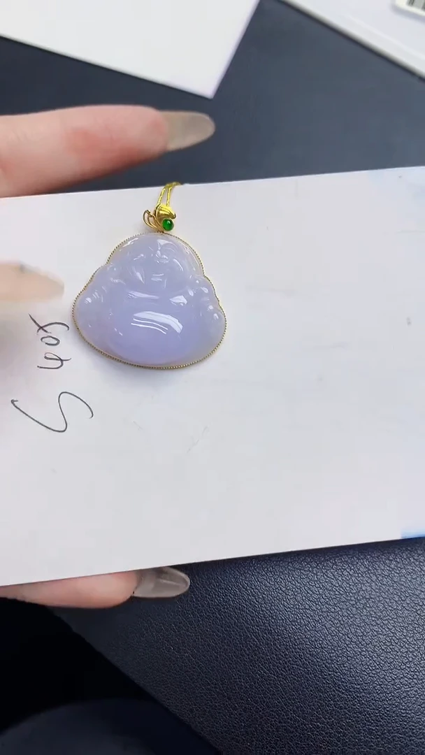 颈饰18K金镶嵌翡翠缅甸天然翡翠A货