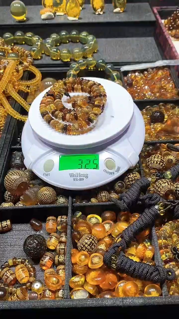 琥珀未镶嵌耳饰天然缅甸琥珀链子