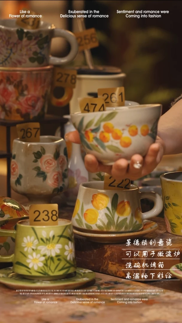 陶瓷景德镇高温手绘釉下彩绘设计师款式474