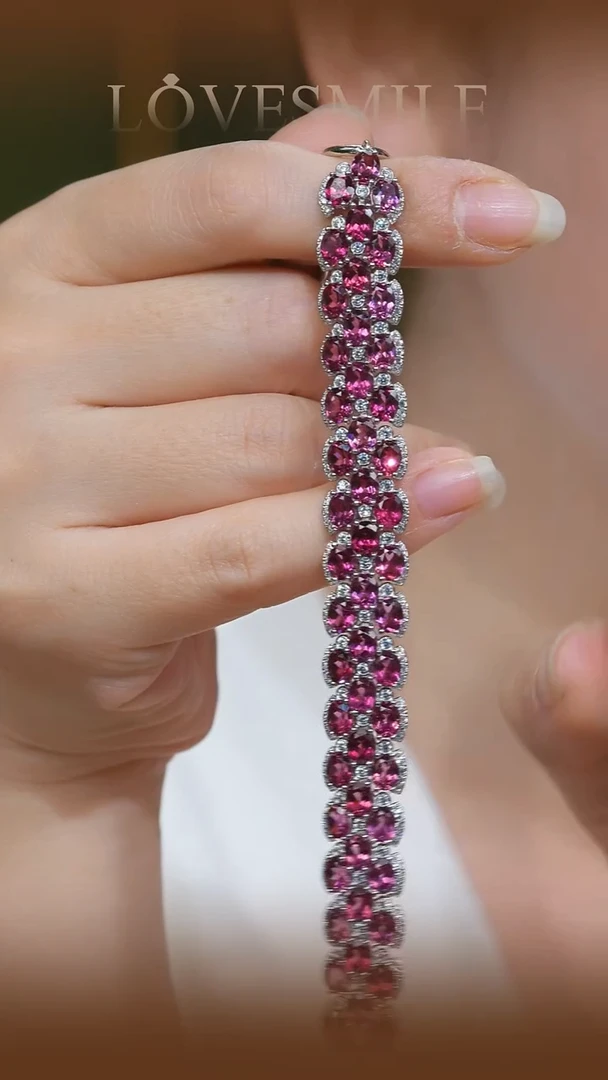 银S925镶嵌手链石榴石022