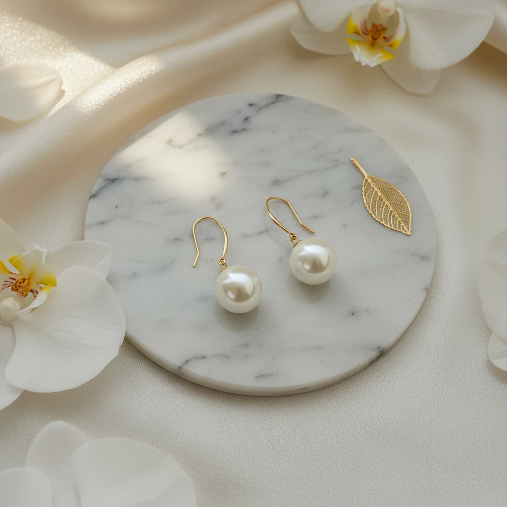 天然淡水珍珠正圆18K金镶嵌时尚百搭气质经典优雅轻奢