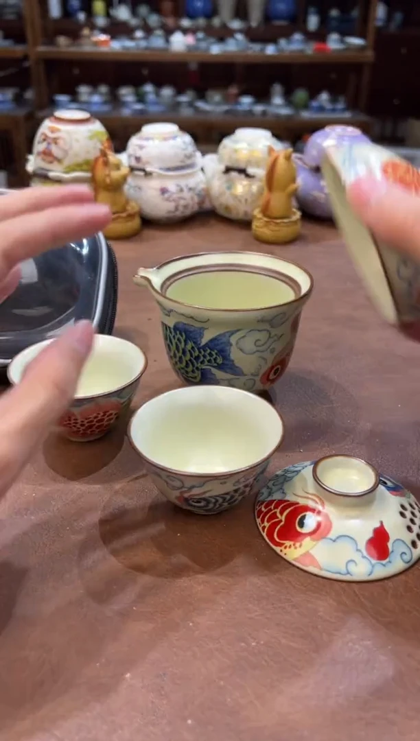 真的很便宜超好看会开片的旅行茶具