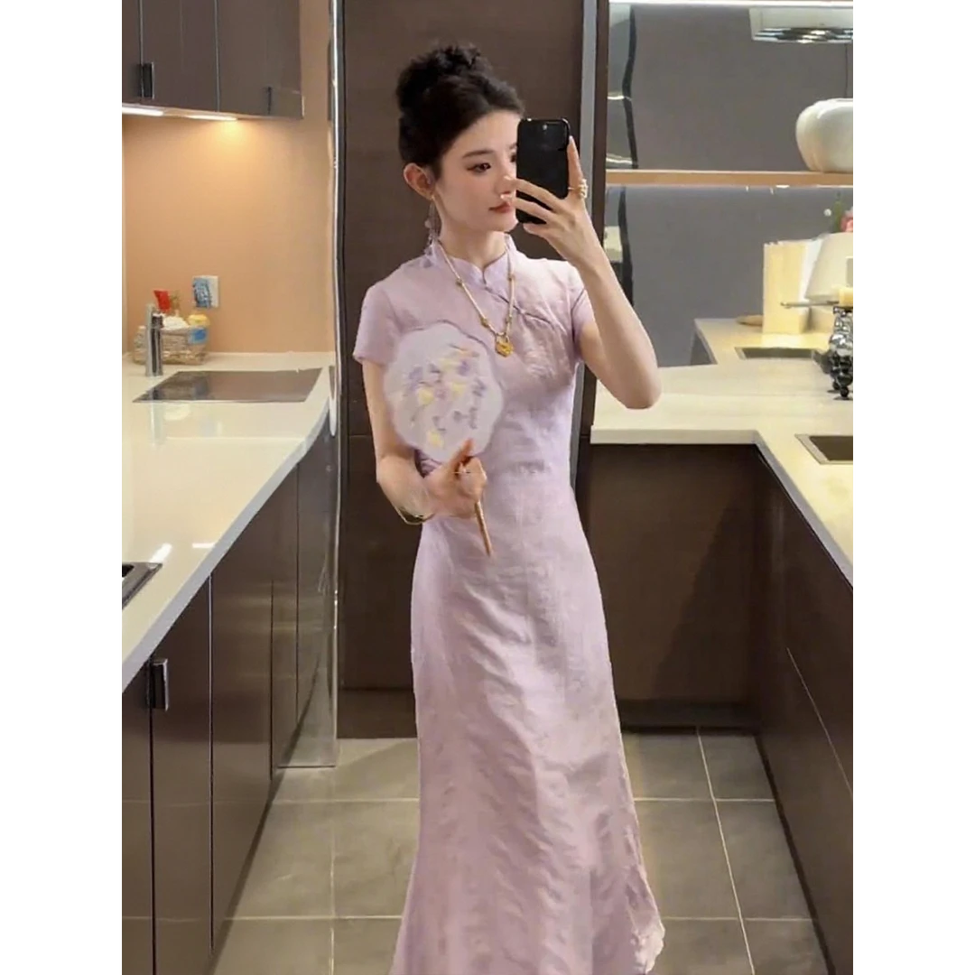 夏季日常新中式国风改良旗袍女款女掐腰显瘦连衣裙气质减龄长裙子