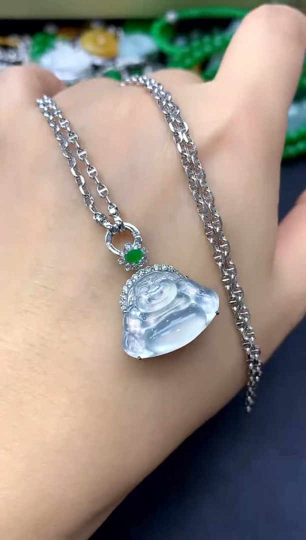 颈饰18K金镶嵌翡翠405-中国好珍宝