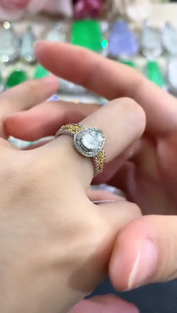 18K金镶嵌戒指翡翠d23