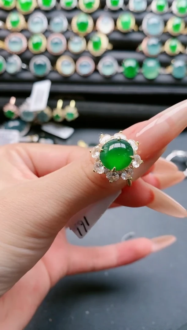 【闪购商品】翡翠戒指银S925镶嵌111111111