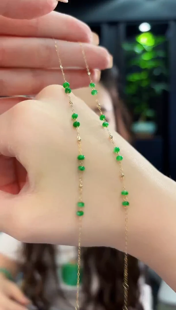 18K金镶嵌手链翡翠缅料A货/多样性发货/一件
