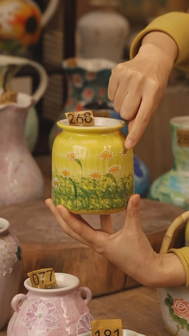 陶瓷景德镇设计师手作花器摆件侘寂风@M268@