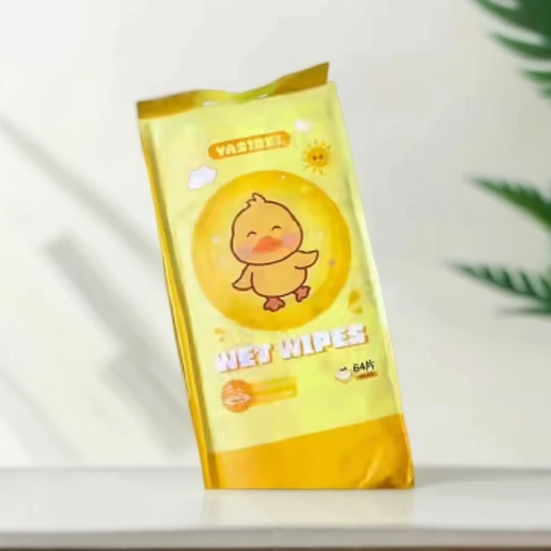 嘟嘟鸭婴儿手口湿巾迷你小包随身携带纯水可爱湿巾通用擦手口*2提
