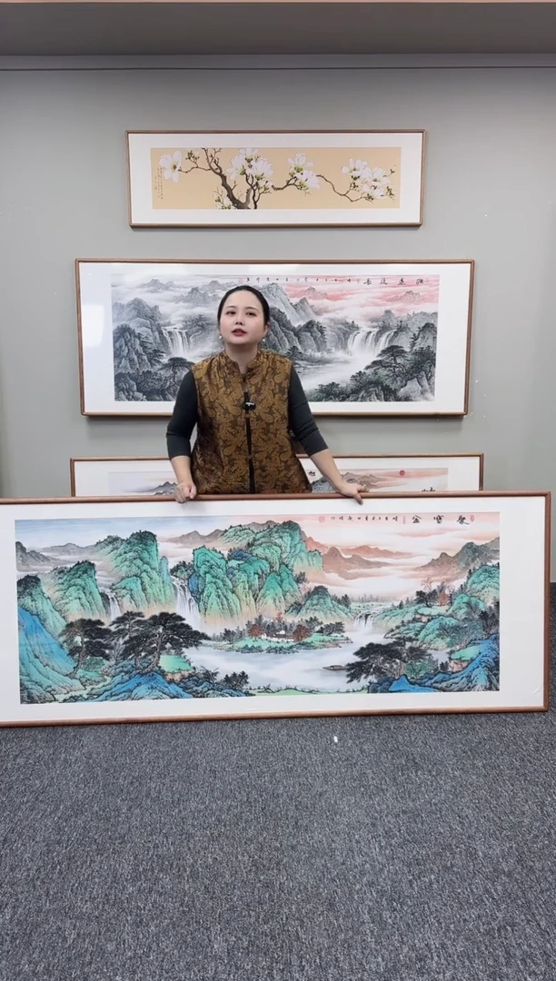 国画青绿山水210*80